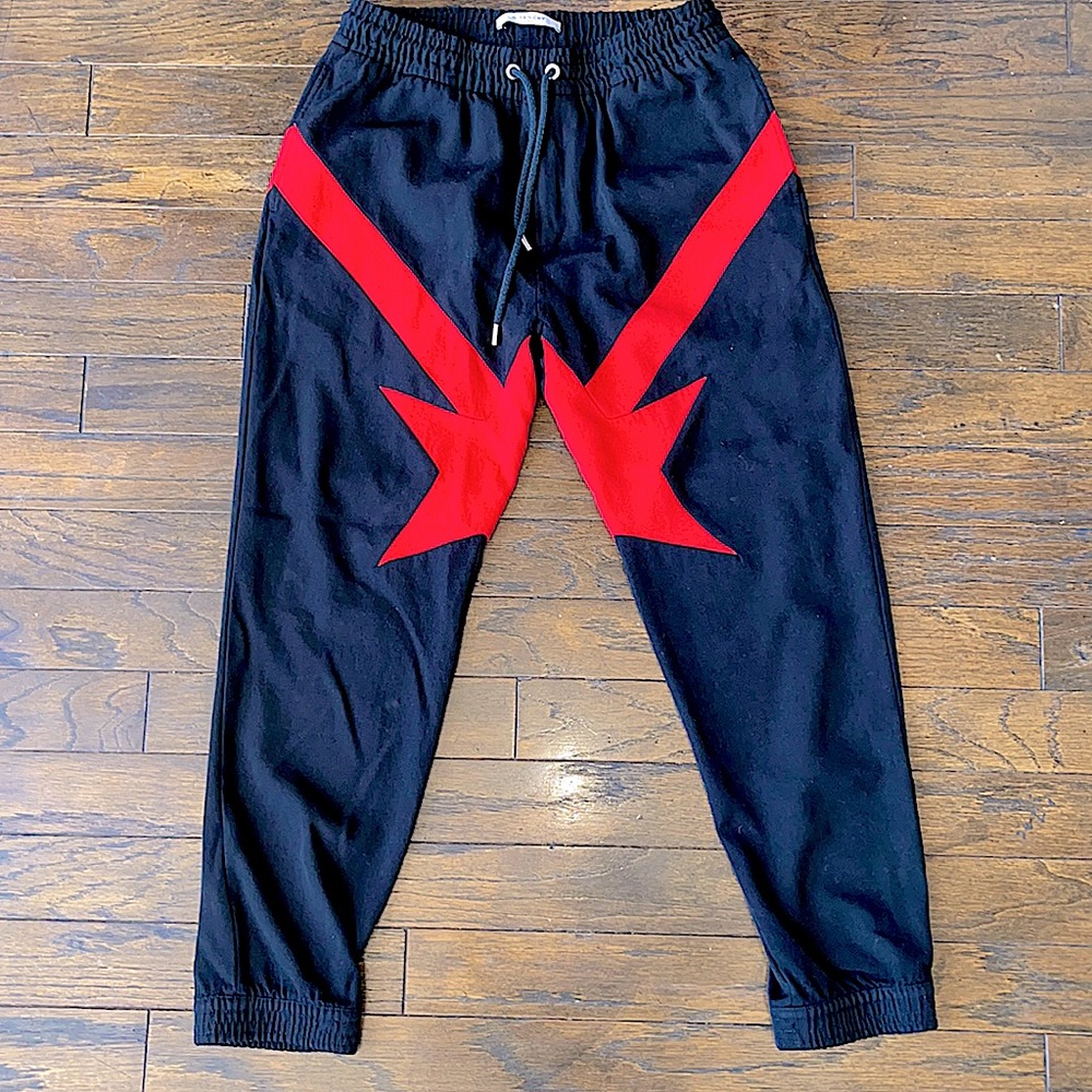 Givenchy Men’s Black/Red Wool Joggers - Size 50/34 US
